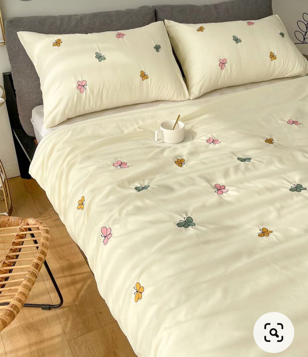 Premium Designer Embroidered Pastel Shades Cotton Bedsheets Boutique Collection in Elegant Style for Premium Homes White with butterflies Embroidered premium Bedsheets