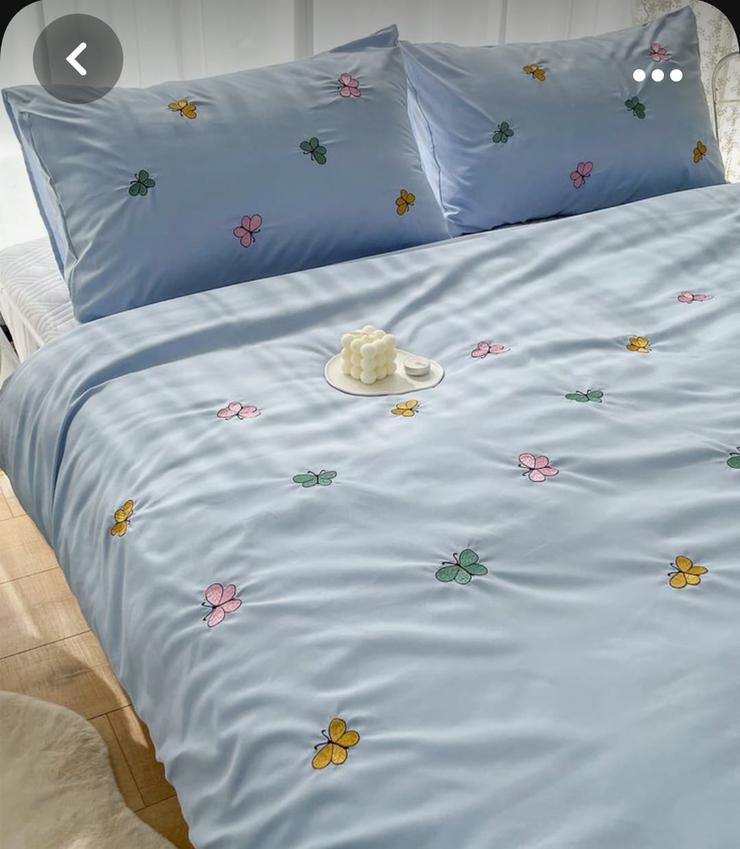 Premium Designer Embroidered Pastel Shades Cotton Bedsheets Boutique Collection in Elegant Style for Premium Homes light blue with butterflies Embroidered premium Bedsheets