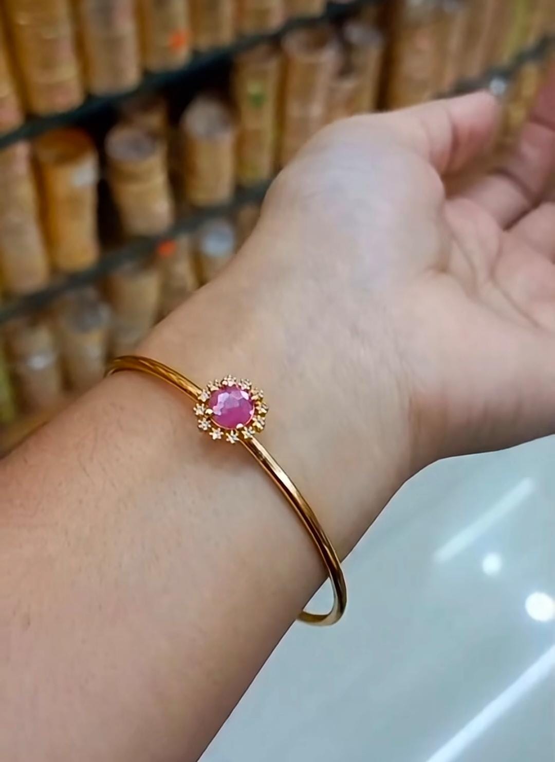 Premium Ruby & White AD Stone Combination bangle ( free size up to 2.6) Code: NL0262 Jewel byjuwaan