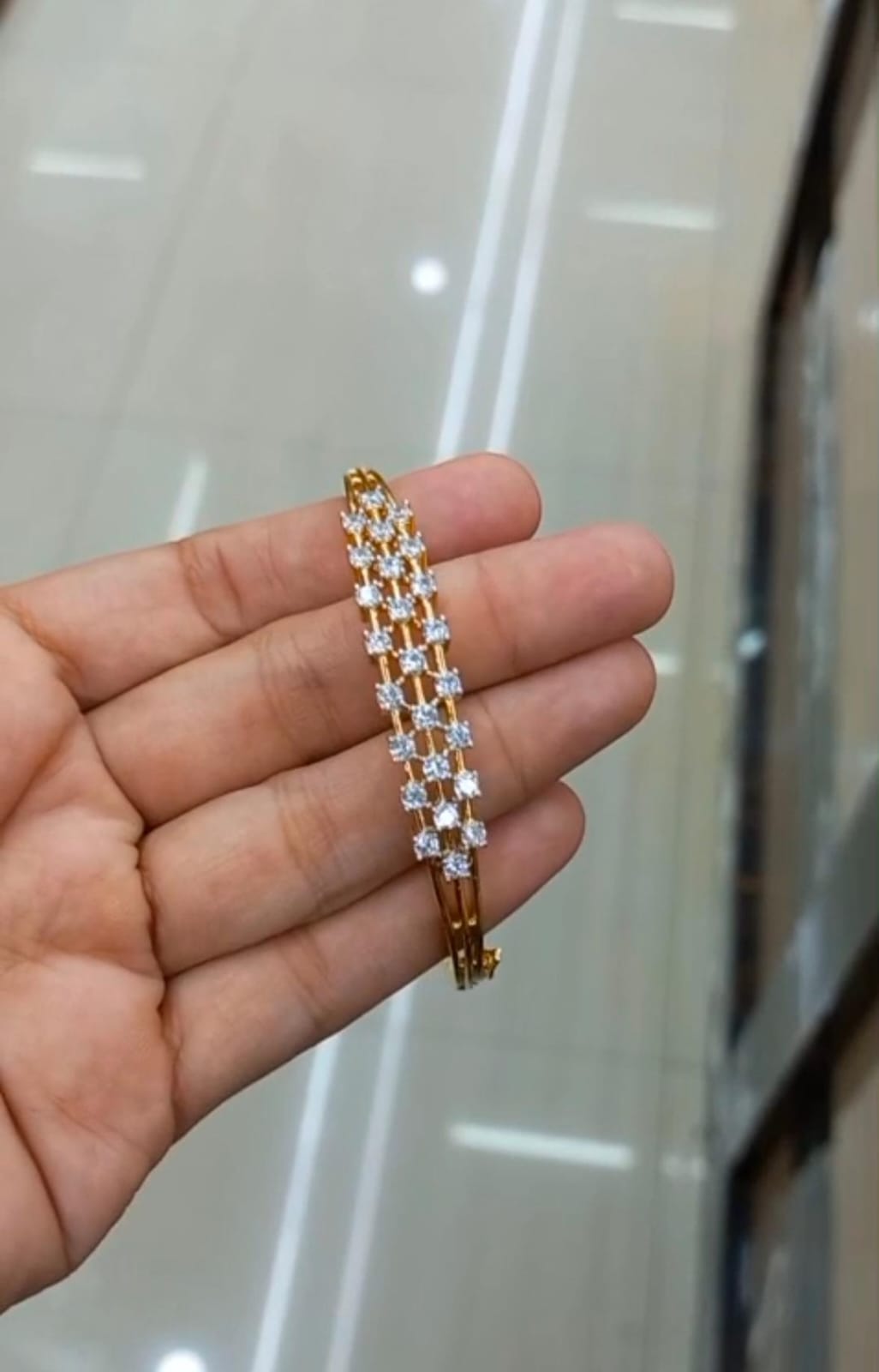 Diamond replica Lock Bangles ( free size up to  )2.5 CODE:NL0263 Jewel byjuwaan