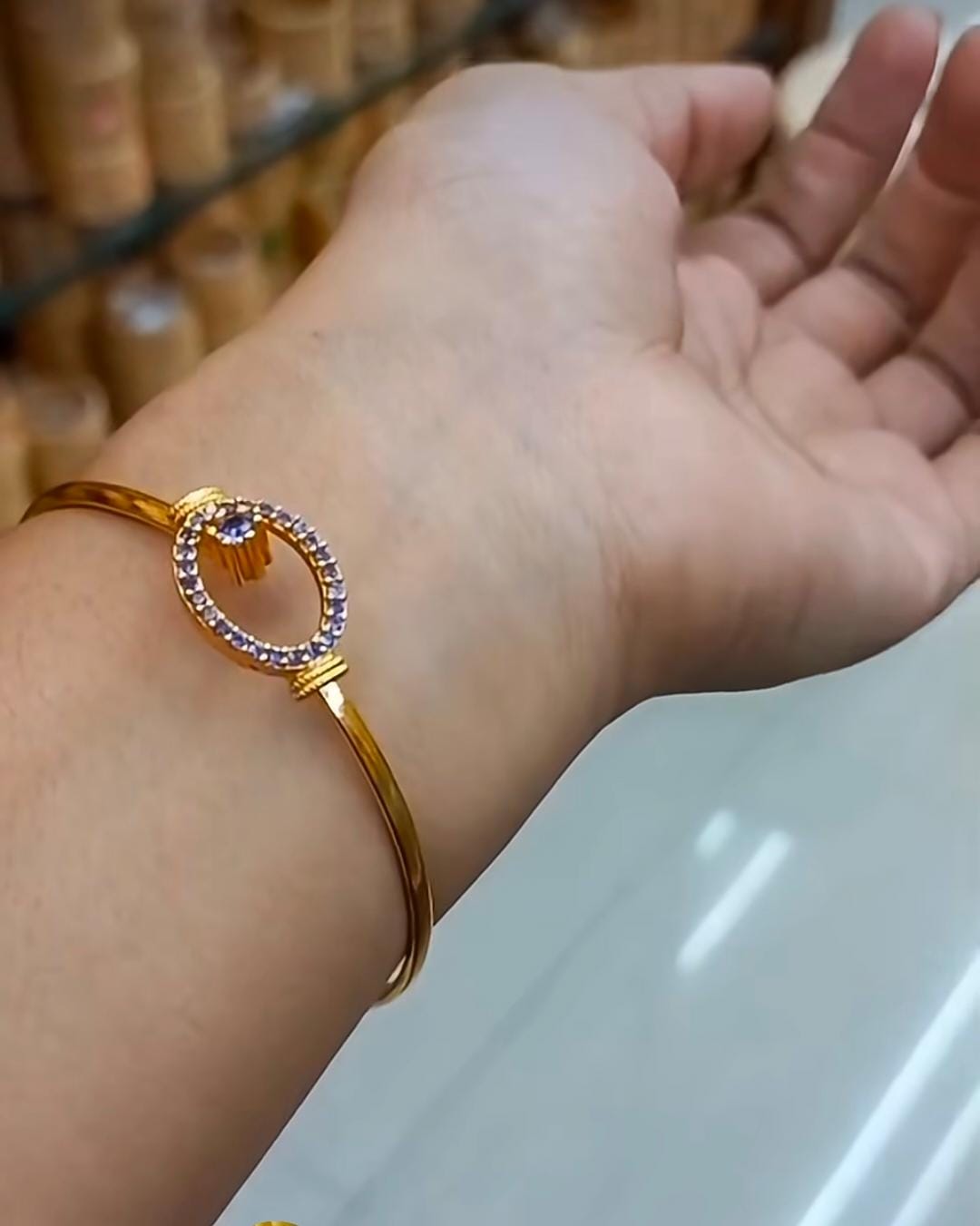 Premium Lavender Color AD stone Simple & Unique Bangle CODE:NL0269 Jewel byjuwaan