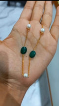 Simple pearl neckpiece combination of Green shade CODE:0321 Jewel byjuwaan