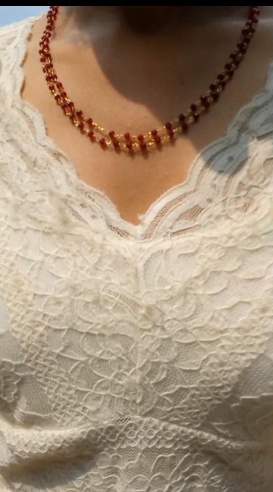 2 Layer Maroon Crystal Neck piece CODE :NL0327 Jewel byjuwaan
