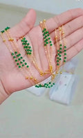 3 layer green crystal with golden beads combination neck piece CODE :NL0329 Jewel byjuwaan