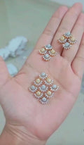 Unique Design American  Diamond Pendant with Ear studs CODE:NL0330 Jewel byjuwaan