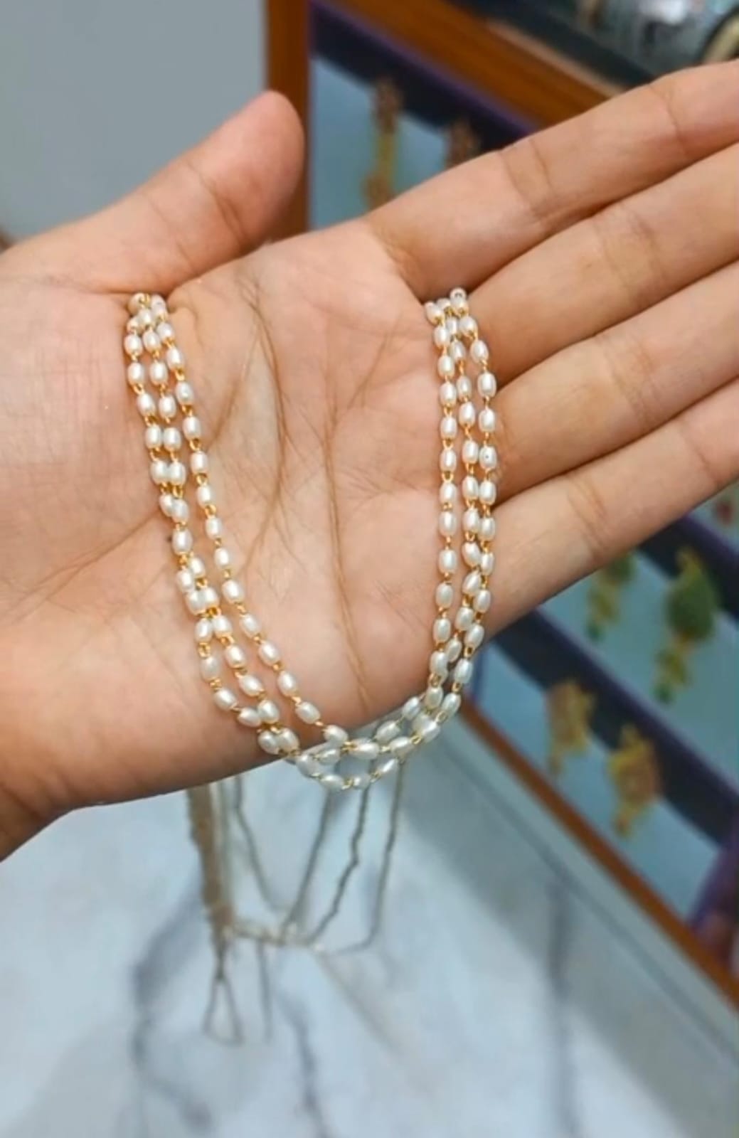 3 layer oval pearl neck piece ( 24 Inch length ) ) CODE:NL0345 Jewel byjuwaan