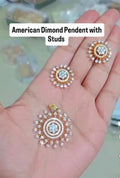 Beautiful American Diamond Pendant with Earrings ( GJ Polish ) CODE: NL0347 Jewel byjuwaan
