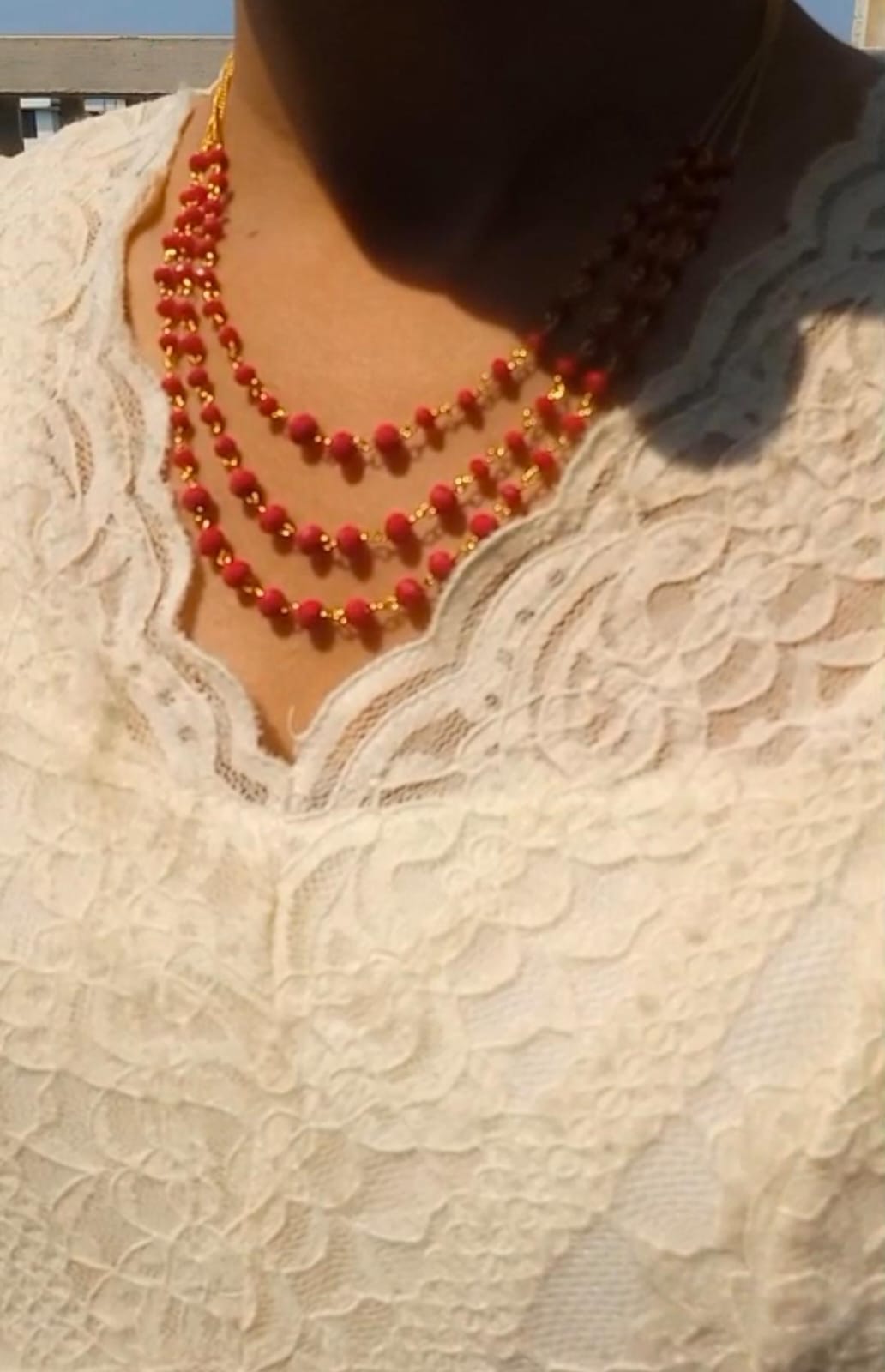 3 Layer Coral Shade beautiful neck piece CODE :NL0348 Jewel byjuwaan