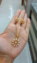 Premium plated American Dimond Pendant with chain & matching Ear studs CODE.NL0358 Jewel byjuwaan