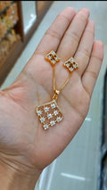 Premium plated American Dimond Pendant with chain & matching Ear studs Dimond Design CODE NL0359 Jewel byjuwaan