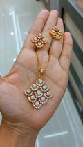 Premium plated American Dimond Pendant with chain & matching Ear stud Diamond Design CODE NL0364 Jewel byjuwaan