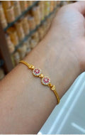 White & Ruby AD stone combination premium plated hand chain CODE NL0366 Jewel byjuwaan