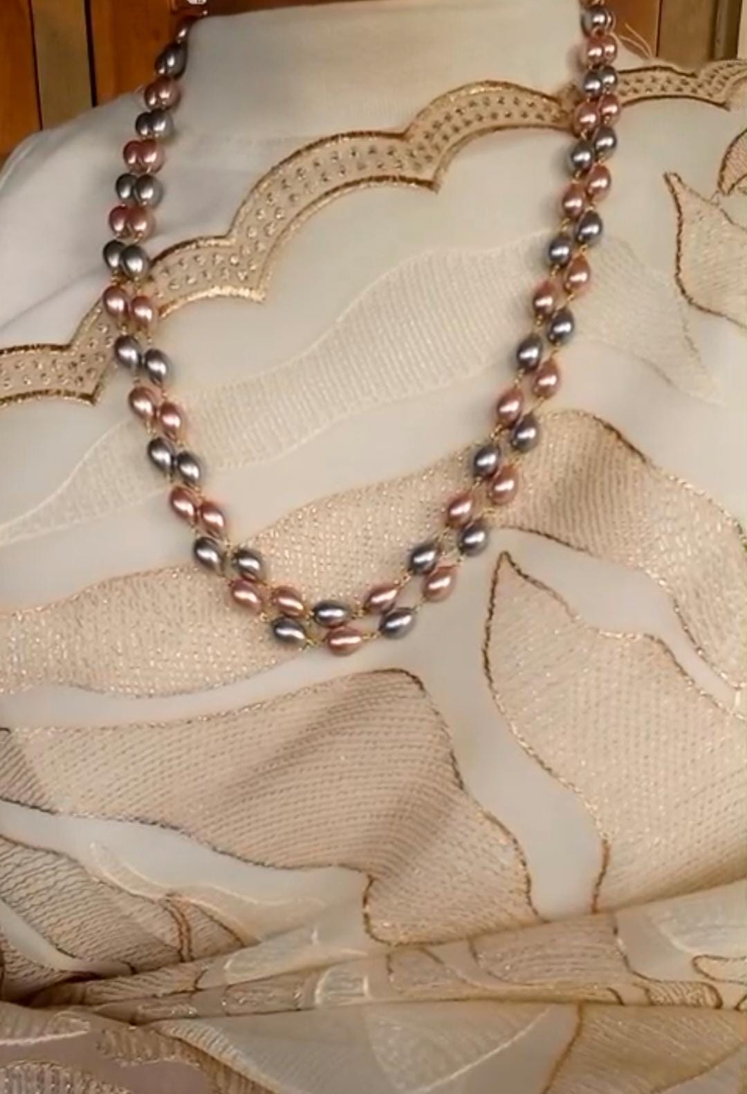 2 Layer Unique Color Tone Metallic Pearl Neck piece CODE.NL0367 Jewel byjuwaan