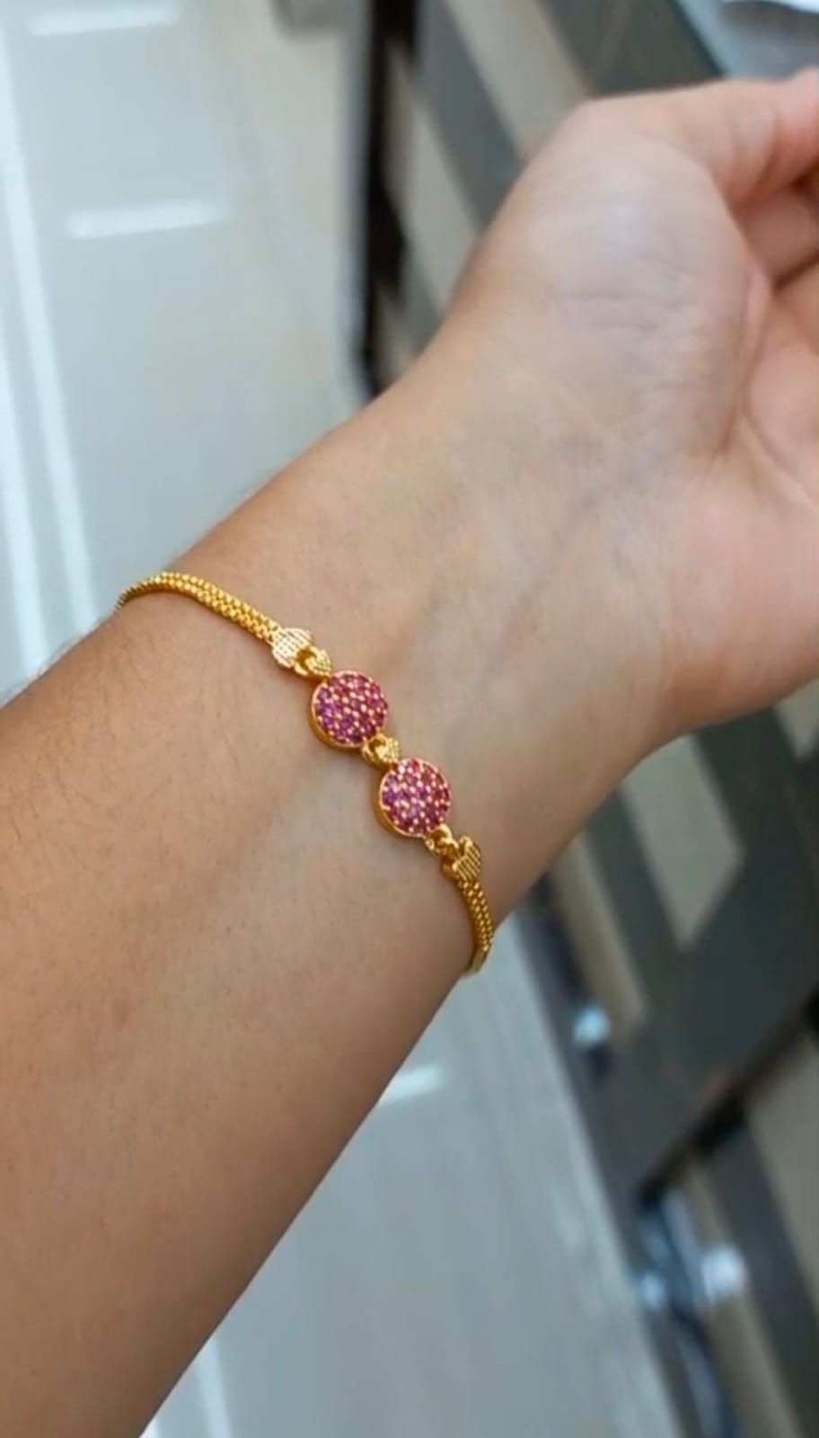 Premium Ruby AD stone hand chain  . Simple & Unique CODE :NL0370 Jewel byjuwaan