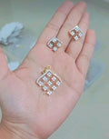 American Dimond Pendant  with Chain & Ear studs . Sparkle Flower CODE :NL0372 Jewel byjuwaan