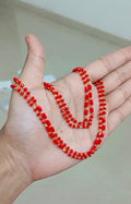 Coral Color Unique Shaped 2 Layer  Crystal Neckpiece ( 24 Inch ) CODE NL0378 Jewel byjuwaan
