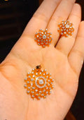 Rose Gold American Dimond Pendant  with Chain & Ear studs ( SP ) CODE :NL0388 Jewel byjuwaan