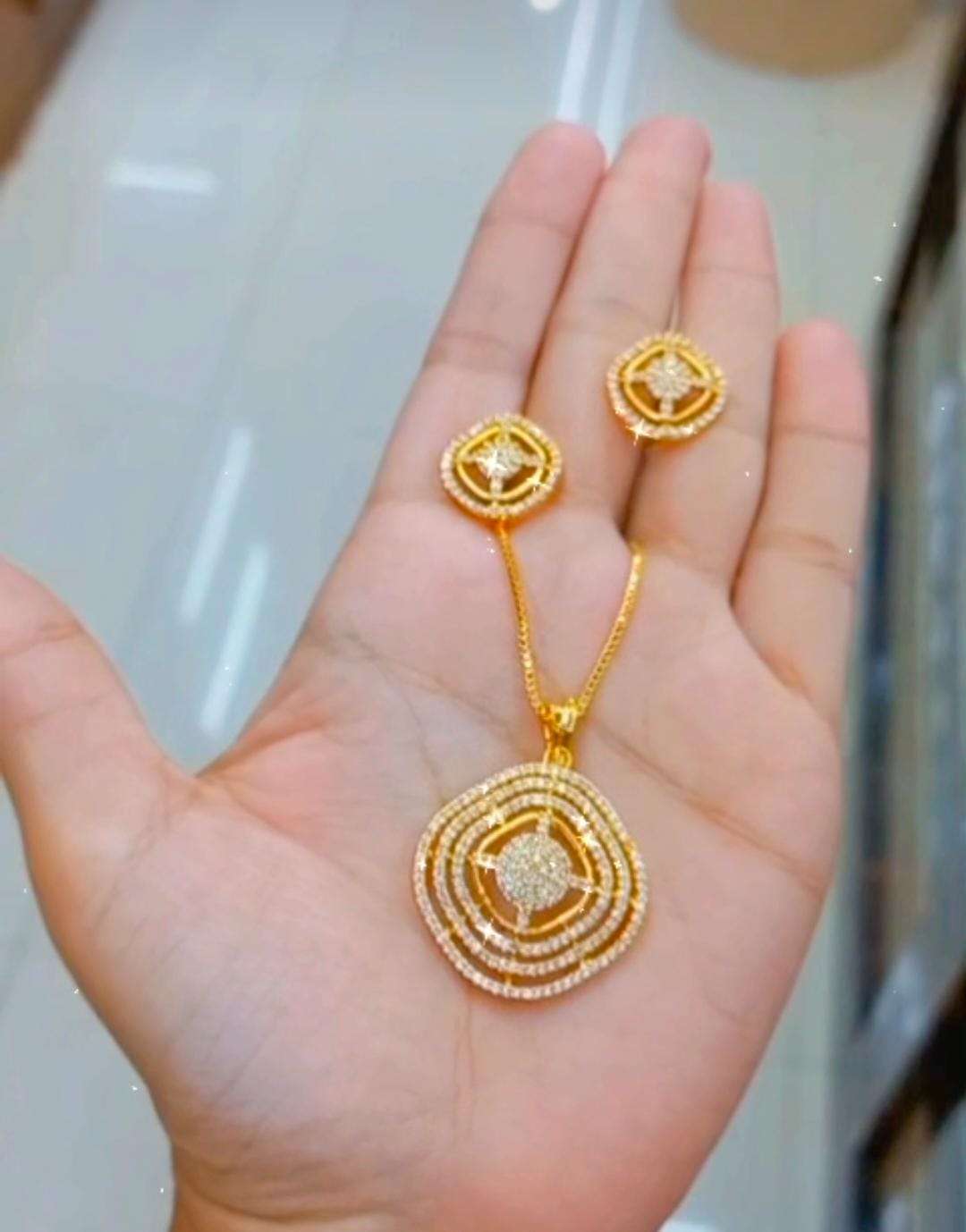 Premium plated American Dimond Pendant with chain & matching Ear studs.   CODE :NL0413 Jewel byjuwaan