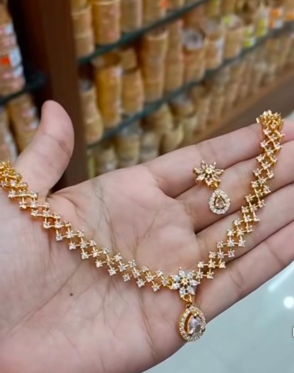 Premium American Dimond Neckpiece with Earrings CODE:  NL0419