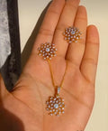 Pure Dimond looking American Dimond Pendant with chain & matching Ear studs CODE :NL0423