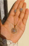 Pure Dimond looking American Dimond Pendant with chain & maching Ear studs.  CODE:N0431