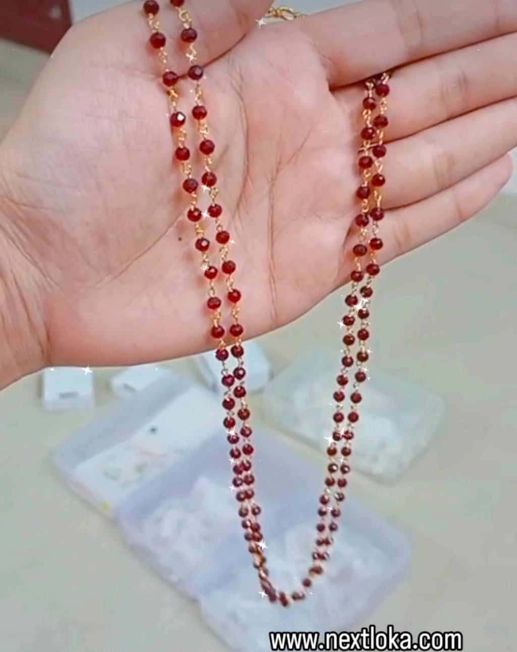 Pretty Maroon Crystal 2 Layer neck piece  CODE:NL434