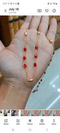 24 Ct gold plated beautiful coral Red crystal chain with Combination of Golden Oval balls CODE:NL0284 Jewel byjuwaan