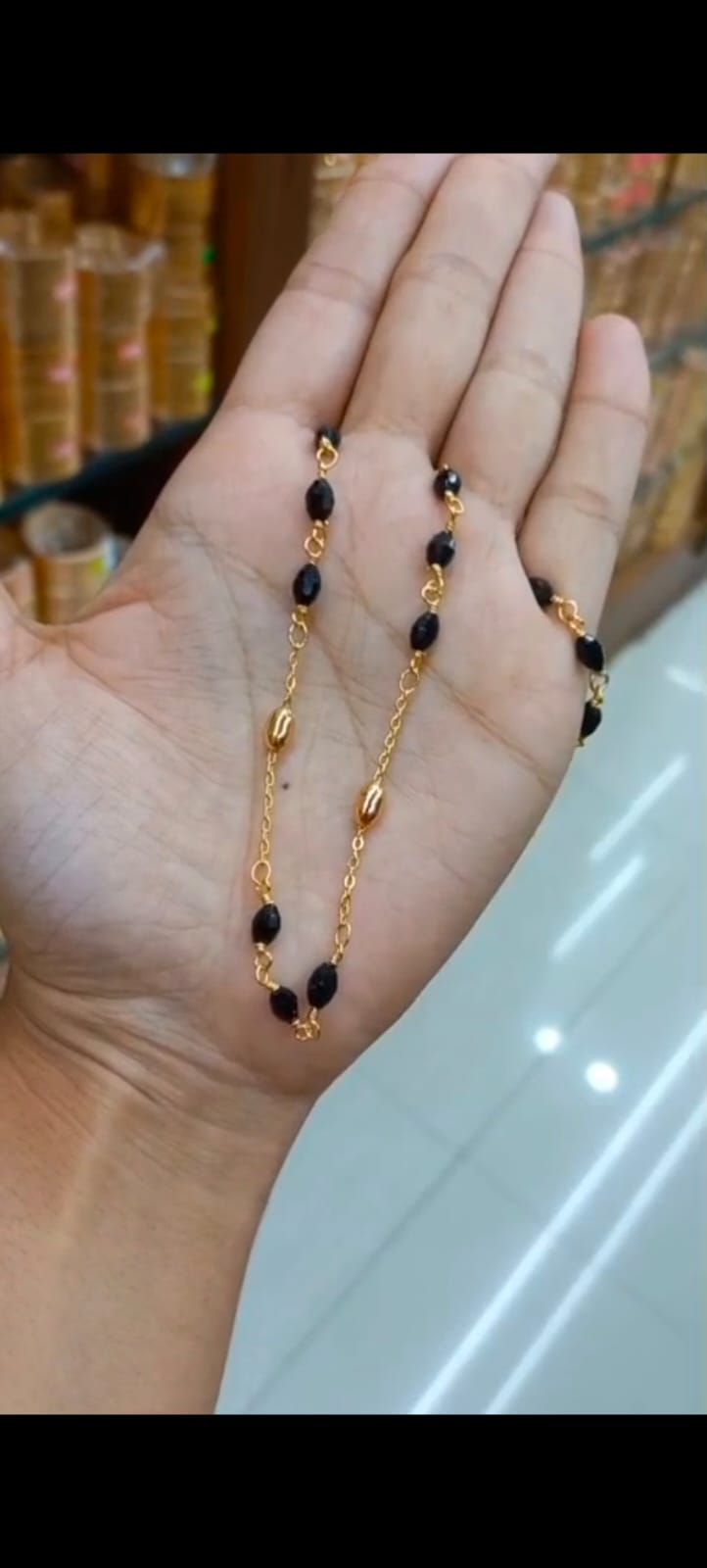 Premium gold plated black crystal with oval gold combination ( 24 inch length ) CODE:NL0290 Jewel byjuwaan