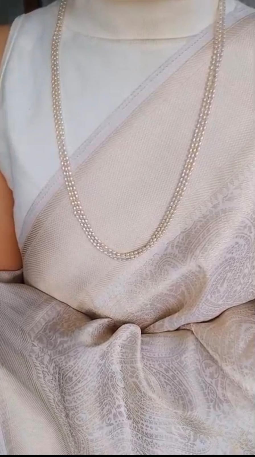 3 Layer Rice Pearl Neck piece 24 inch length CODE: NL0303 Jewel byjuwaan
