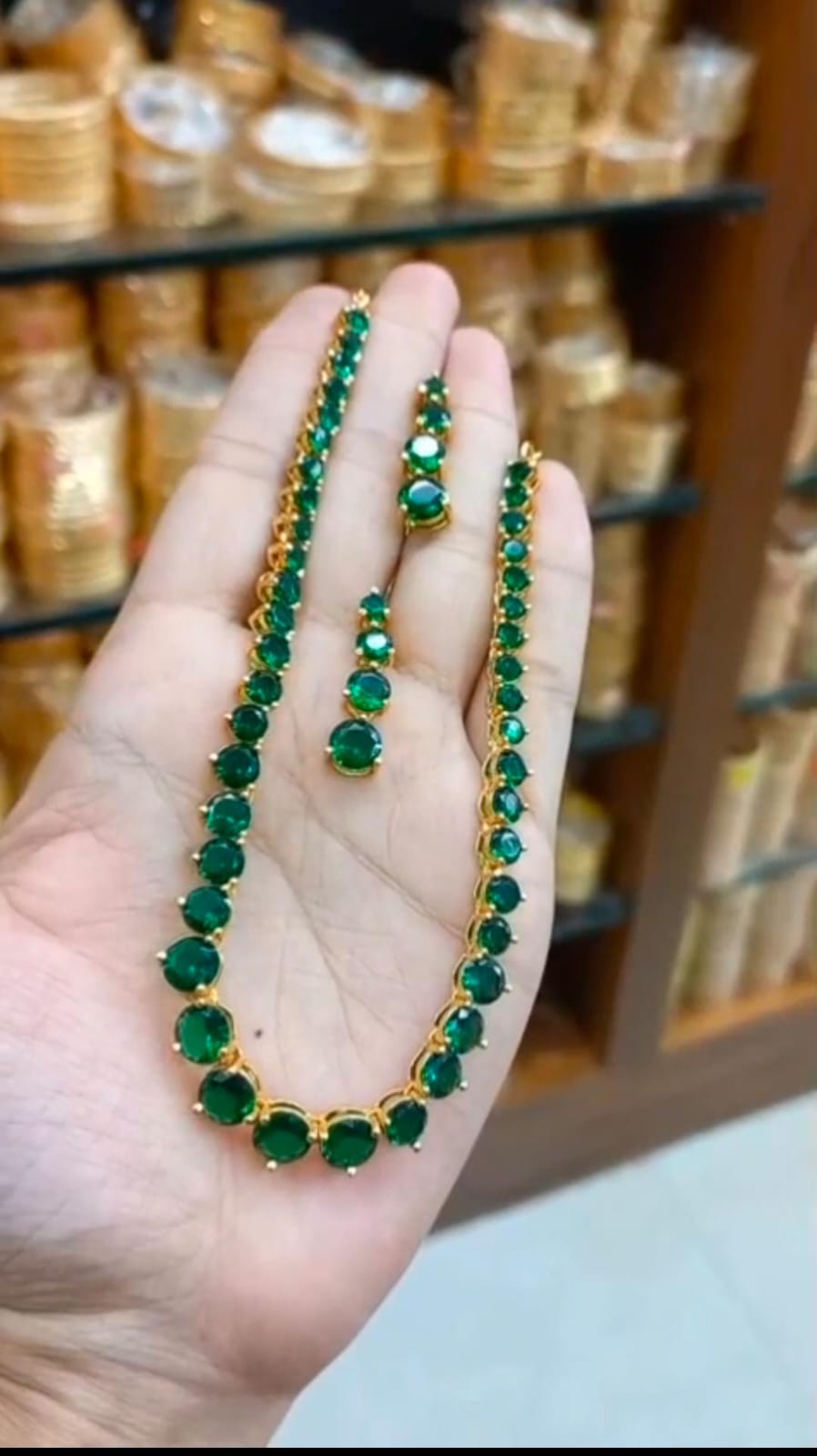 Green Amethyst Stone  Premium  Quality Neck piece with Earrings  CODE:NL0317 Jewel byjuwaan
