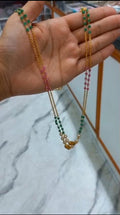 Ruby & Green CZ beads with Swarovski Pearl 2 Layer Neckpiece CODE:NL0318 Jewel byjuwaan