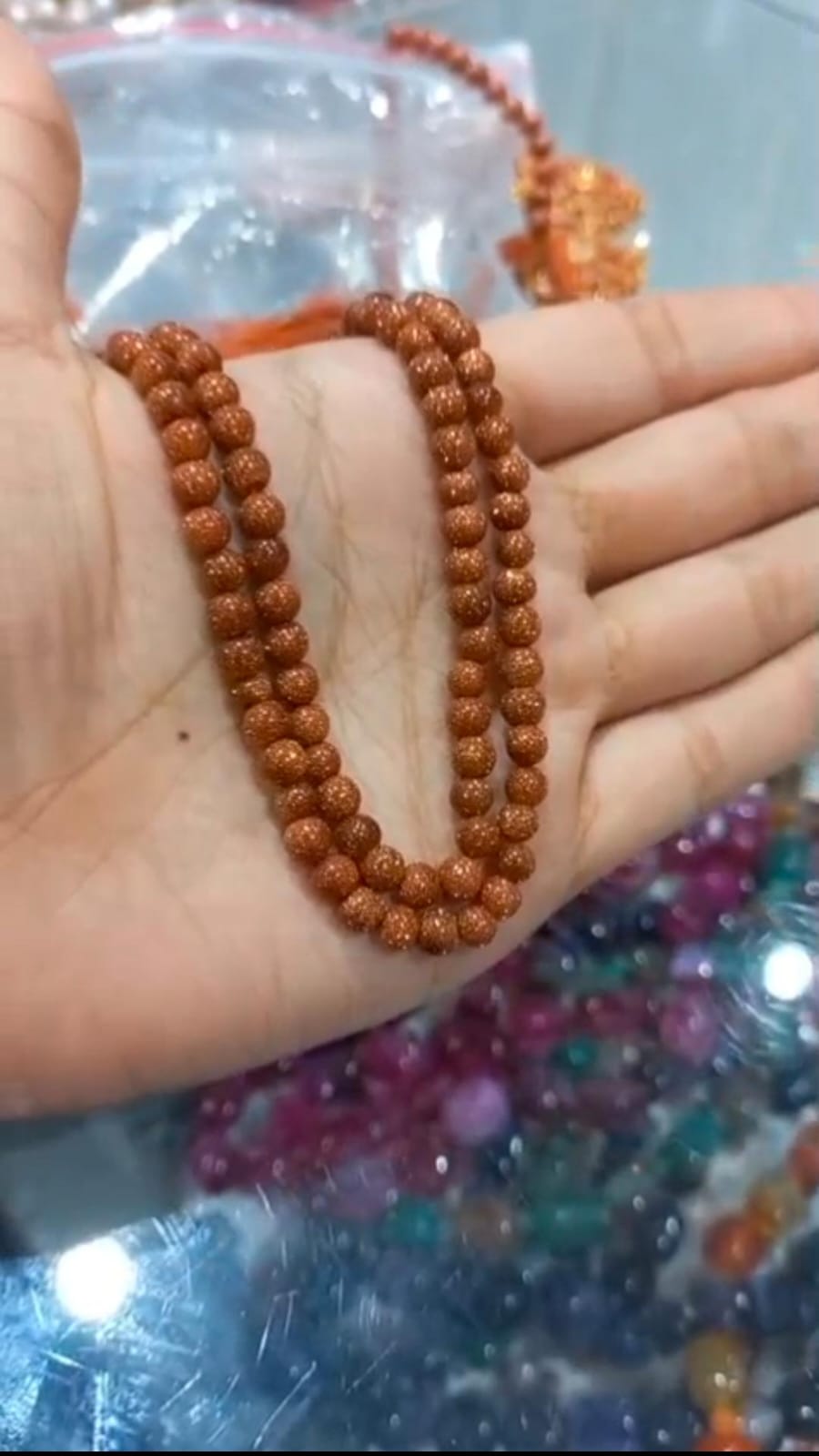 Beautiful Sand Stone 2Layer Neckpiece ( 24 Inch Length : 4mm Beads ) Jewel byjuwaan