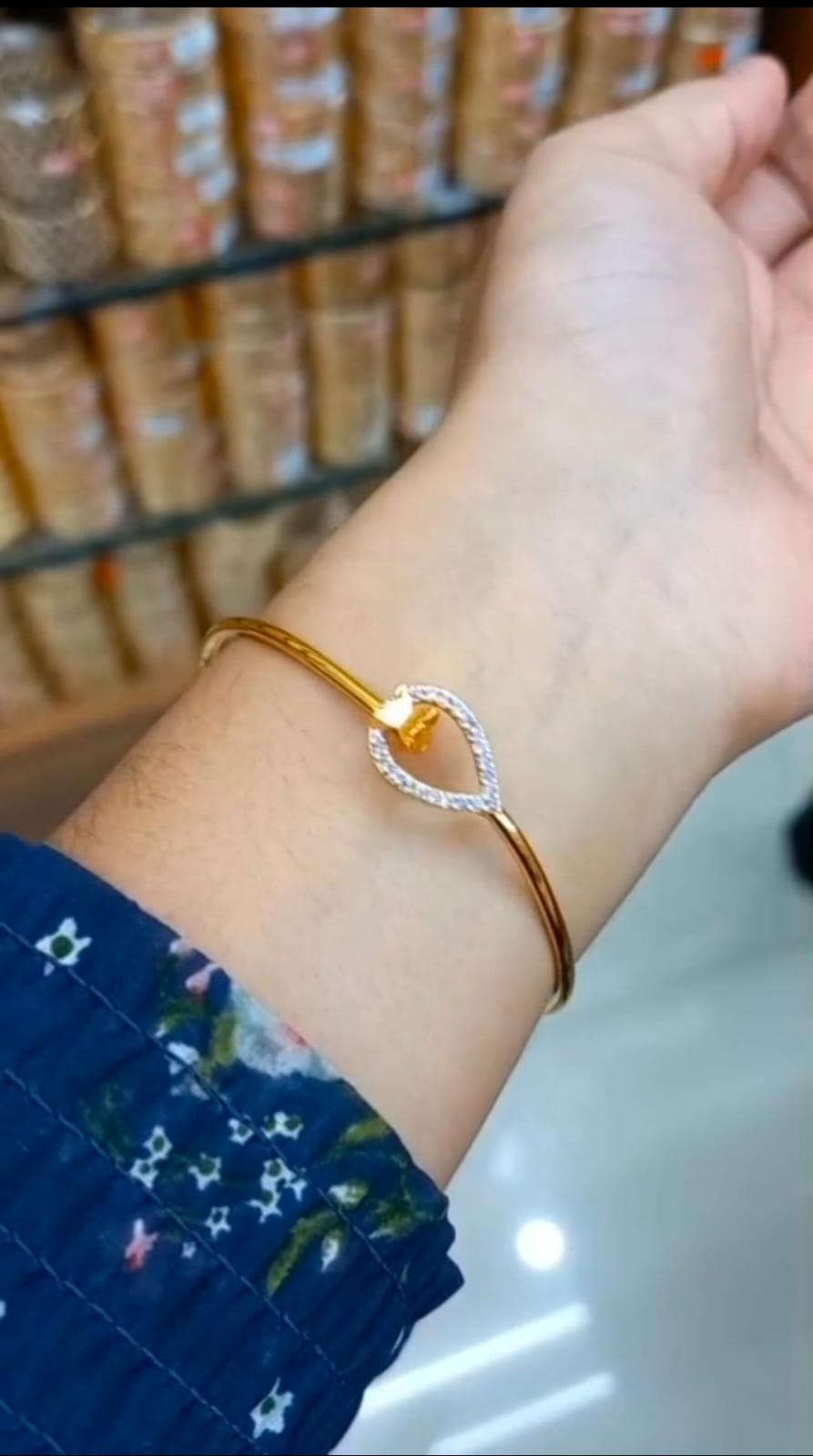 Lavender Color Premium Plated  AD stone Lock bangle CODE:NL0308 Jewel byjuwaan