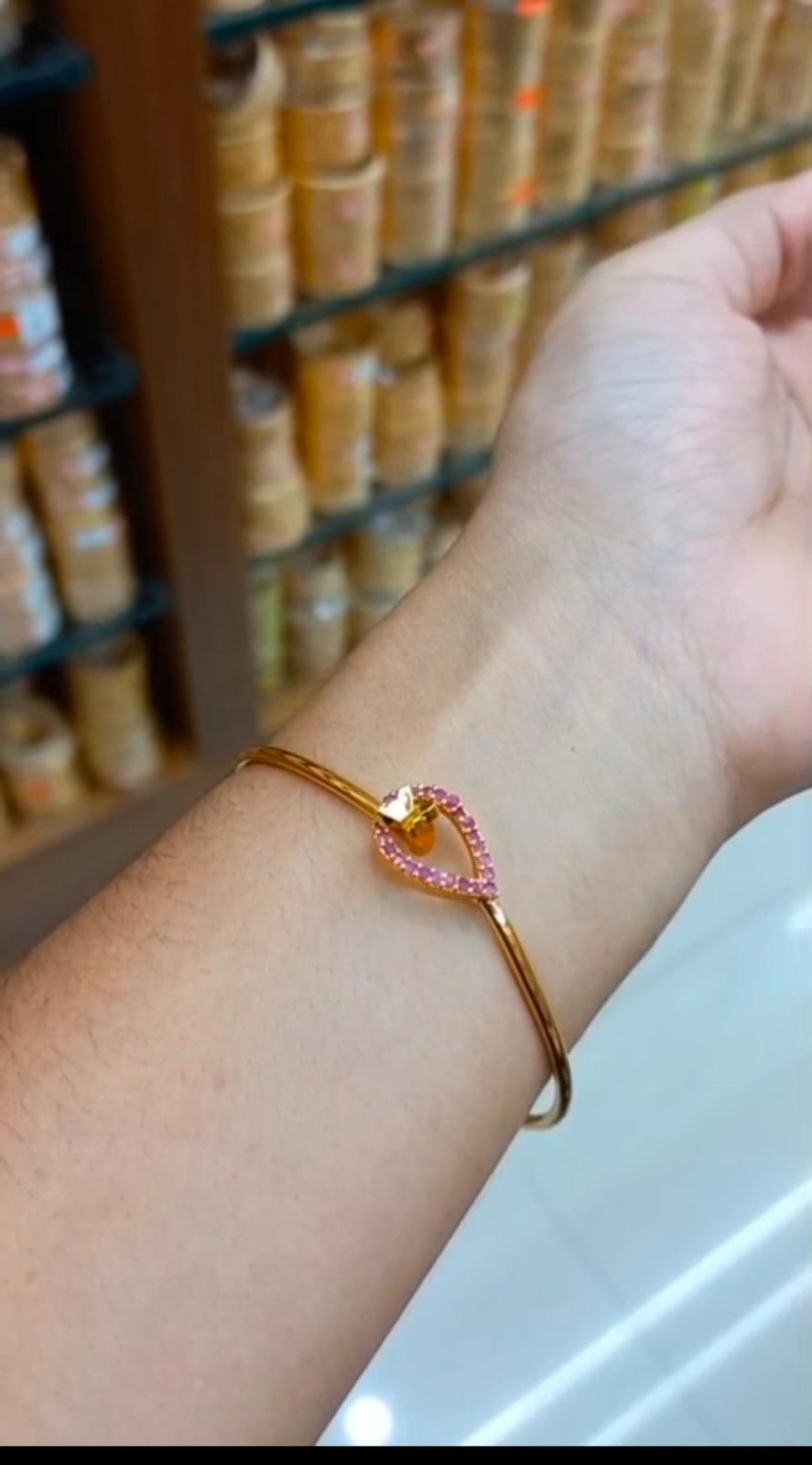 Ruby Color Premium Plated  AD stone Lock bangle CODE:NL0307 Jewel byjuwaan