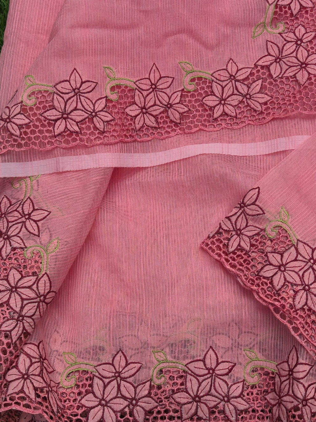 Silky kota saree and blouse with full border beautiful cutwork CODE:NLO331 Vidhya