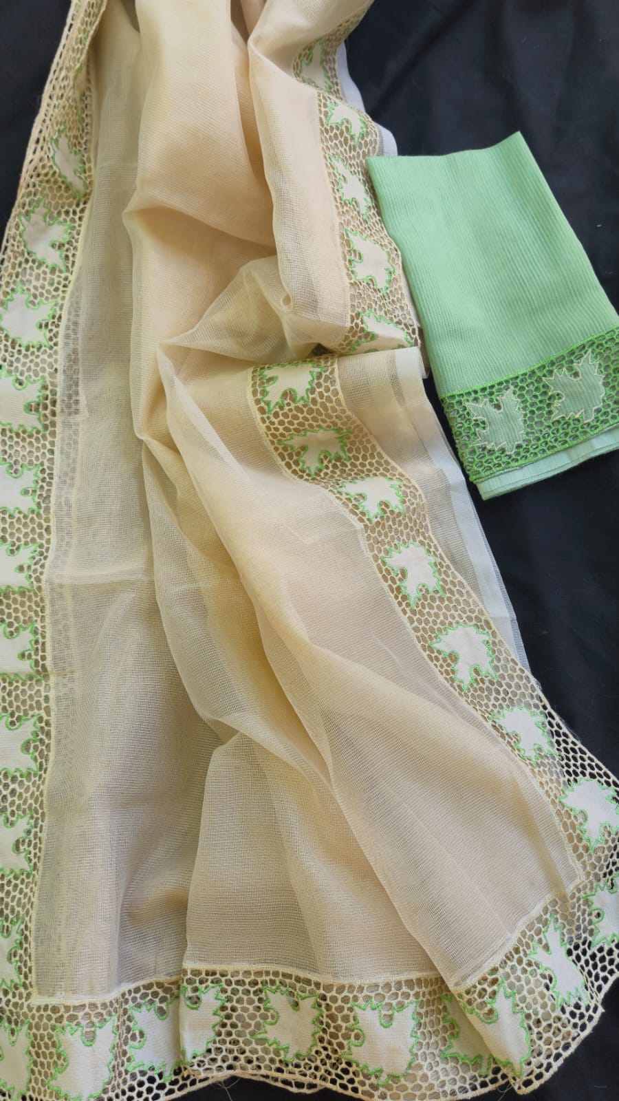 Silky Kota saree and blouse with full border beautiful cutwork  CODE:NL0346 Vidhya