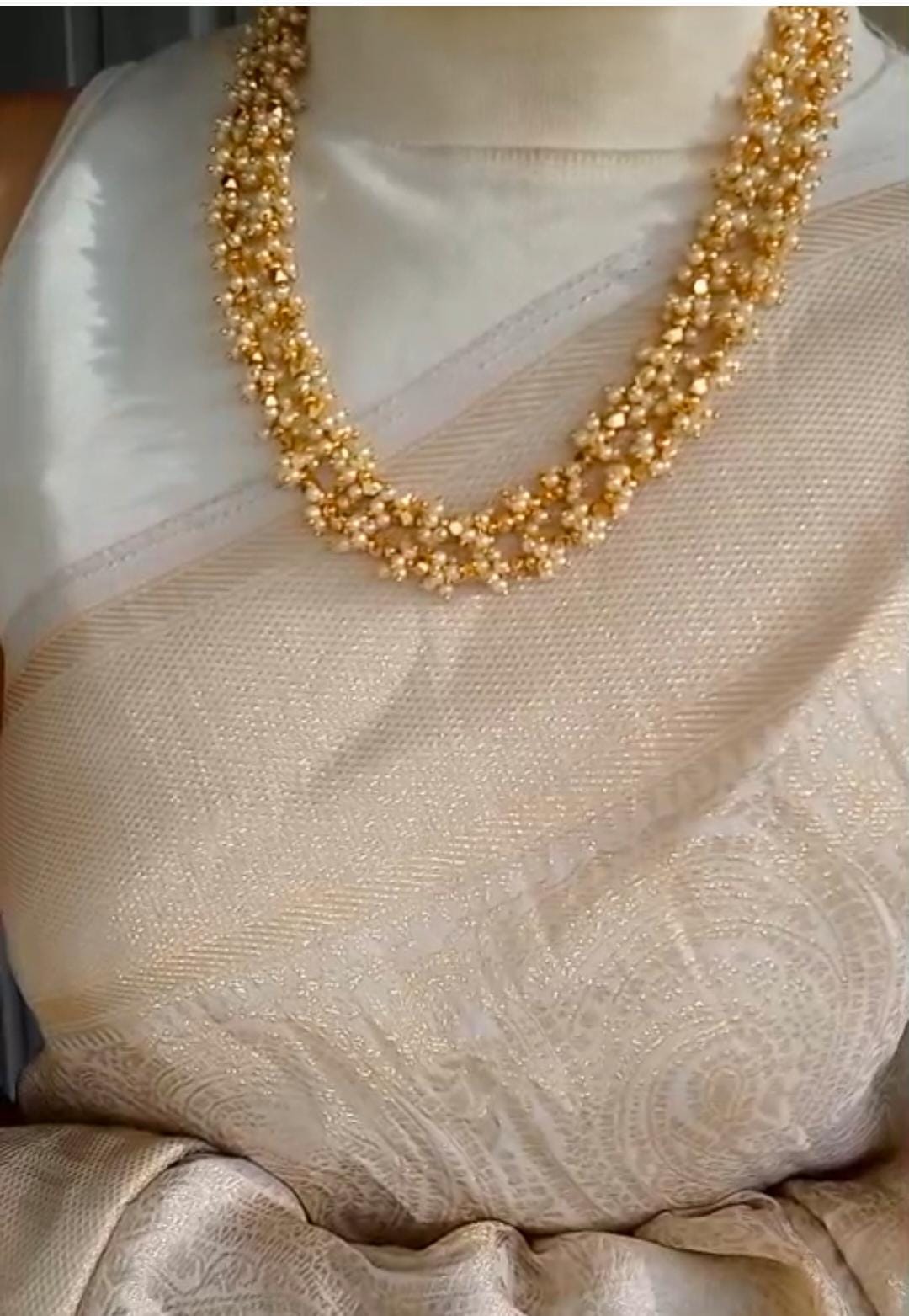 Premium Panchaloha with Swaroski Pearl 2 layer pearl Neck piece CODE :NL0427