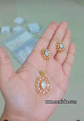 Pure Dimond looking American Dimond Pendant with chain & matching Ear studs CODE:NL0428