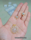 Pure Dimond looking American Dimond Pendant with chain & maching Ear studs - SP CODE:NL0435