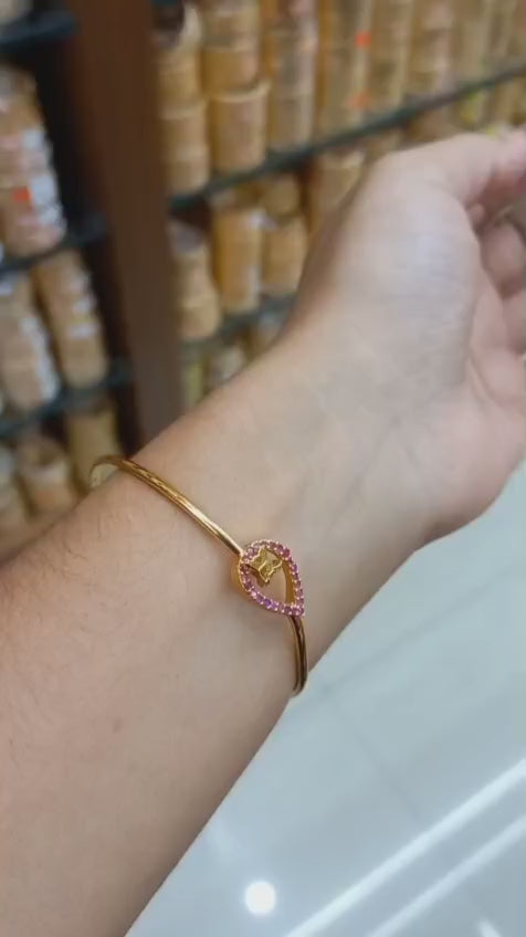 Ruby Color Premium Plated  AD stone Lock bangle CODE:NL0307