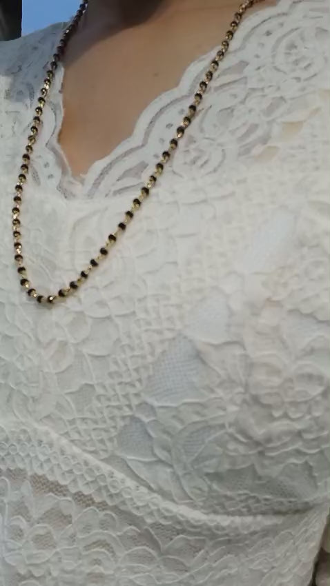 Premium gold plated black crystal neck Chain ( 24 Inch length ) CODE :NL0322