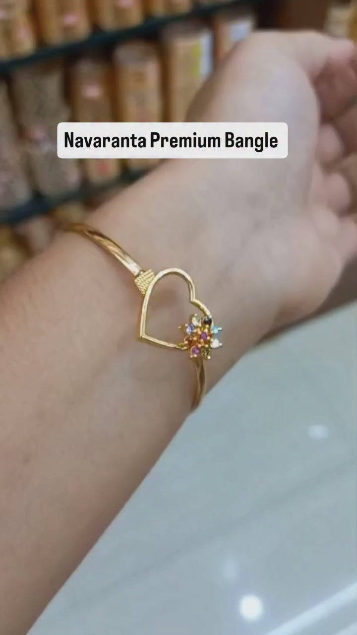 Premium Gold Plated Navaratna Heart bangleCode: NL0024
