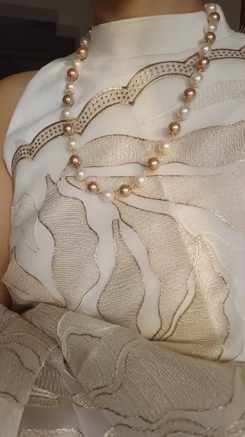 Fabulous One layer round metallic pearl neck piece Code : NL0123