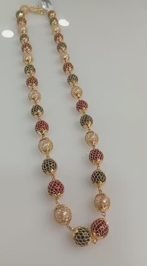 24 Inch Length Beautiful 3 Colour combination designer pearl neck piece Code :NL0036