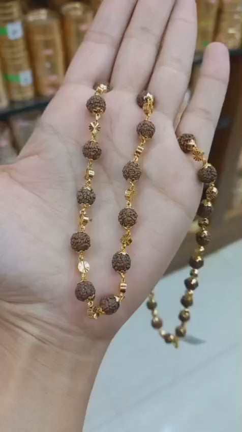 24 Inch Length premium gold plated rudraksha neck piece Code :NL0008