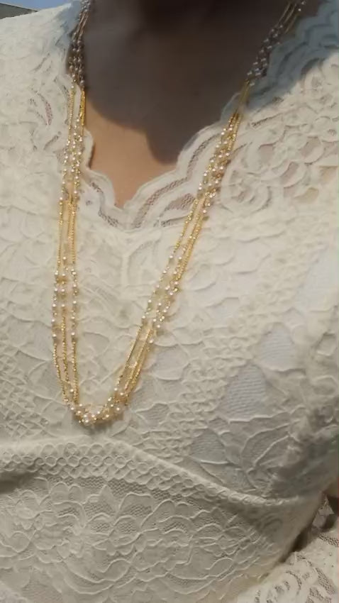 3 layer beautiful  pearl neck chainCode : NL0080
