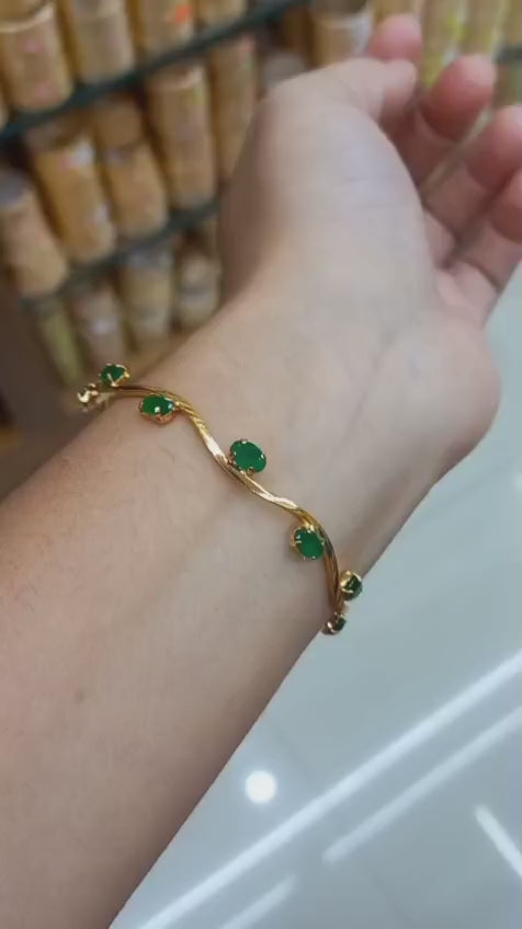 Premium gold plated green Amethyst stone beautiful bangle   CODE:NL0278