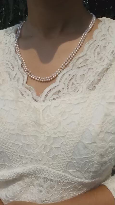 Beautiful Two layer round pearl short length neck piece Code : NL0187