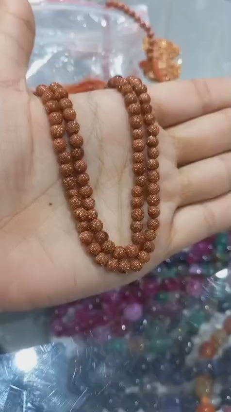 Beautiful Sand Stone 2Layer Neckpiece ( 24 Inch Length : 4mm Beads ) Code: NL0320