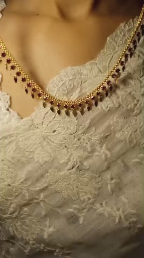 Premium Plated pure Gold Looking Ruby stone Elakkathaali Code : N0032